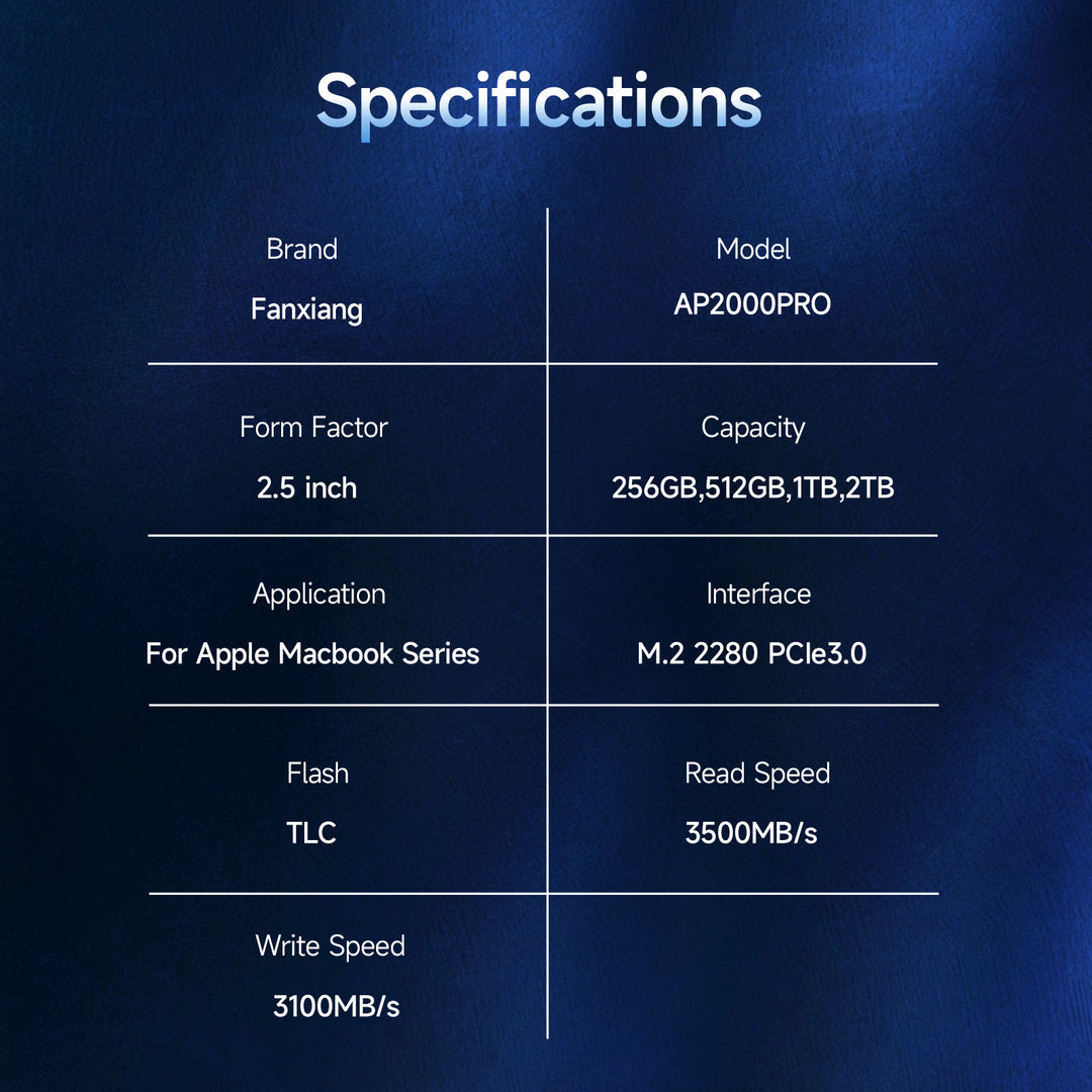 Fanxiang AP2000Pro PCIe3*4 NVMe M.2 SSD For Mac