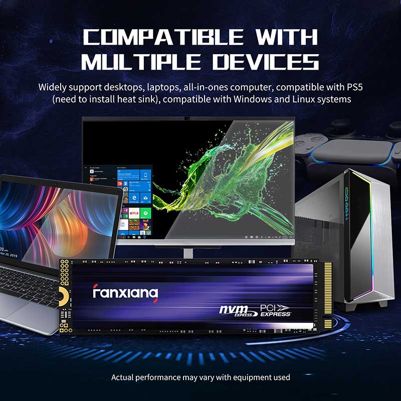 Jinzhaolai Fanxiang SSD 500gb 1TB 2TB 4TB SSD M2 Nvme Pcie 4.0 X4 M.2 2280  Nvme Ssd Drive Disque SSD interne pour bureau Ps5